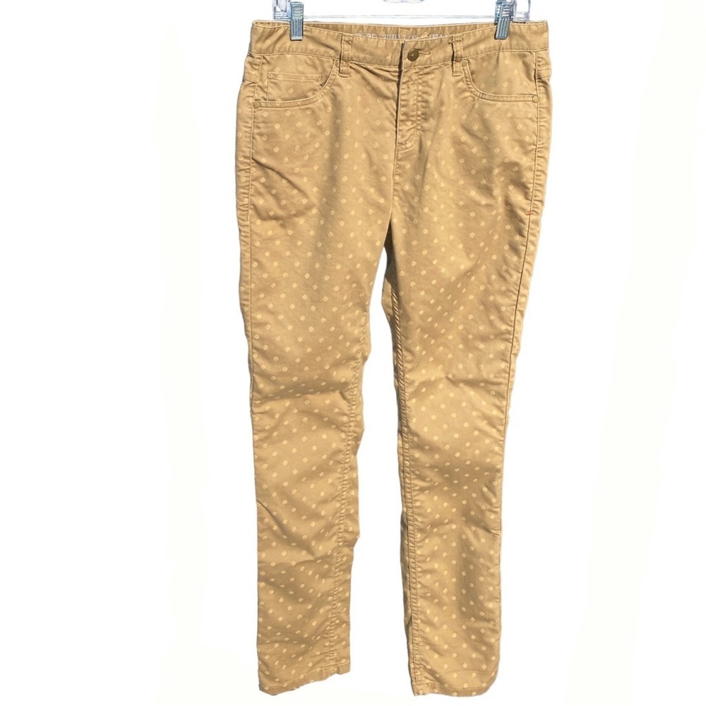 Toad & Co The Lola Slim Fit jean pants size 10 womens tan camel polka dot